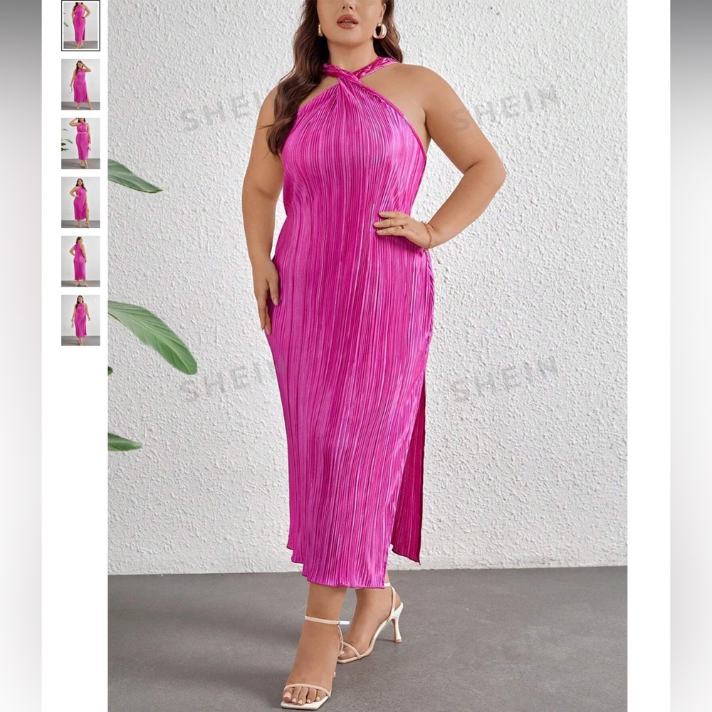 NWT! Pink crisscross high neck dress